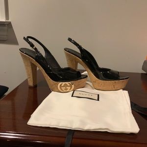 Gucci black Pantone cork heels